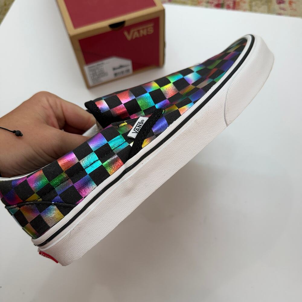 LIKE NEW VANS Classic Slip On Sneaker in Iridescent Check 9 - Picture 4 of 7